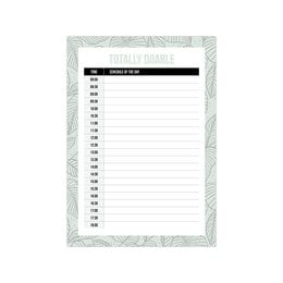 A5-sized daily planner noteblock with a simple, minimalist design. The noteblock features a grid layout with space to write down daily plans and tasks. The design includes a decorative border pattern around the edges.