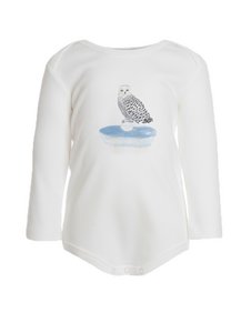 Body met lange mouwen, wit met uilenprint aan de voorkant