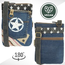 Sunsa skuldertaske til kvinder. Bæredygtig taske lavet af genbrugte jeans og kanvas. Vintage vegansk skuldertaske. Lille crossover taske…