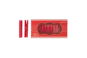 Wooden pegs set polka dot red 12 pcs in box Isabelle Rose