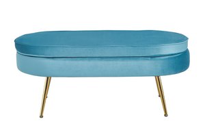 Poef ovaal gemaakt van blauw fluweel