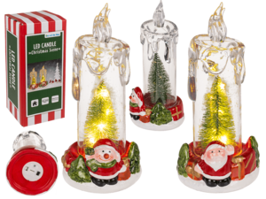 LED-kaars met kersttafereel, acryl/dolomiet,