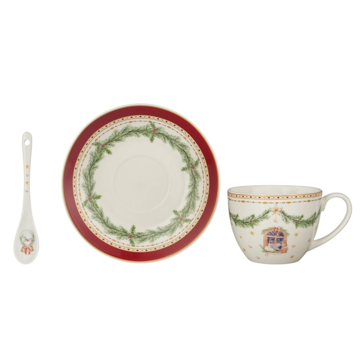 Porcelain cup with saucer Happy Holidays 250 ml