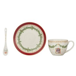 Porcelain cup with saucer Happy Holidays 250 ml