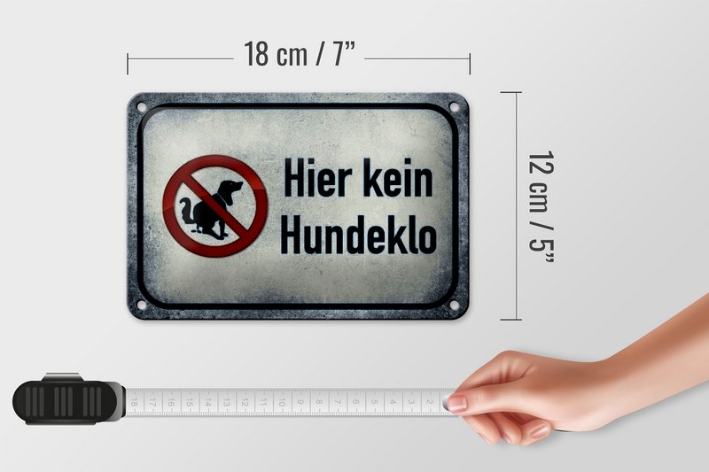 Tin sign note 18x12cm dog here no dog toilet decoration