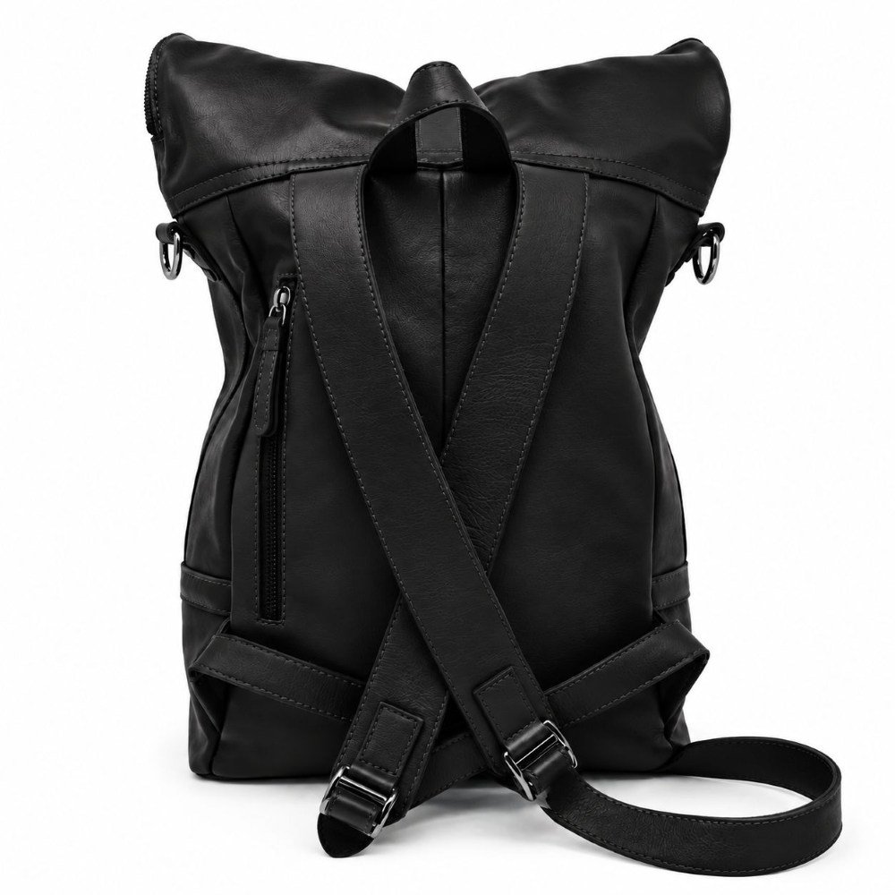 Rolltop rygsæk rygsæk Leder sort