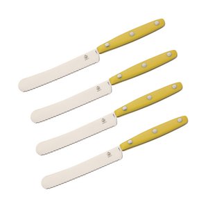 4-er Set PUMA Buckelmesser mit Wellenschliff, ABS Griff in gelb