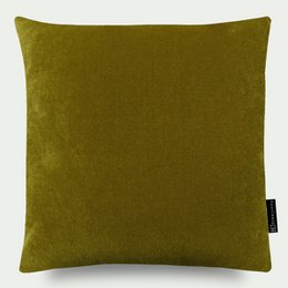 Olive green velvet cushion, 45x45 cm in size.