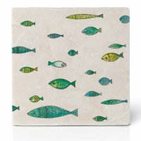Fliesenuntersetzer – Fischschwarm