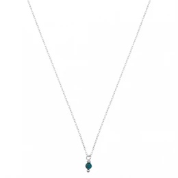 Aquarius zodiac sign gemstone necklace with a delicate silver chain and a teal gemstone pendant.