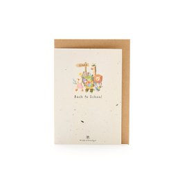  Cream greeting card with colorful animals llama alpaca illustration back to school design kraft envelope