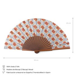 Handcrafted Silk Fan with Geometric Ikat Pattern in Vibrant Colors