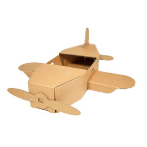 Groot kartonnen speelgoedvliegtuig