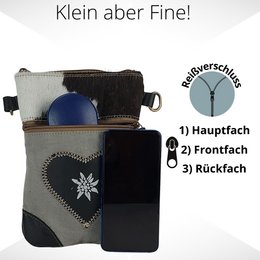 Nieuwe Domelo Dirndl schoudertas - Oktoberfest traditionele tas. Tas met edelweiss & hart design - traditionele kleine crossbody tas gemaakt van canvas & koeienhuid. kopiëren