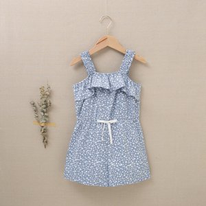 Girl's short jumpsuit in blue with stars print F115-21212235