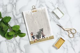Postkarte - Serie 'Weihnachten' - 'Wie man diesen Baum nach Hause bringt' - Einkaufswagen