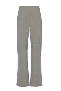 Straight-leg wool trousers in sage green with a small ankle slit Made in Italy