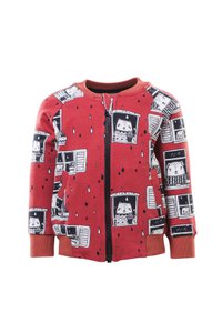 Zip Sweatshirt, Allover Rain Watchers Print on Red