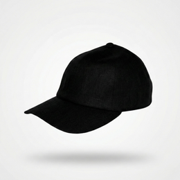 Black linen baseball cap, minimalist soft structure, unisex casual headwear, adjustable fit