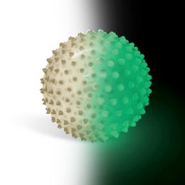  Glow-in-the-dark sensory ball with raised bumps for tactile stimulation. Made of durable, soft plastic. Suitable for children's play and sensory development.