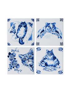 Onderzetters Luie Kat set van 4