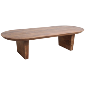 Bullnose mangohouten salontafel bruin - 140x60x35 cm