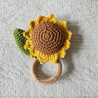 Handmade crocheted rattle - Sunflower