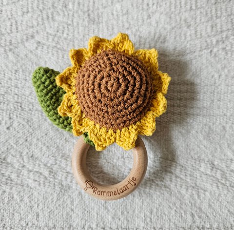 Handmade crocheted rattle - Sunflower