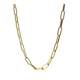 A gold-toned necklace with a chain of elongated oval links.