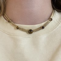 Adjustable Steel Necklace Curb Chain Cabochon