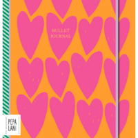 Pepa Lani bullet journal PRO Flower Pink on orange fancy hearts