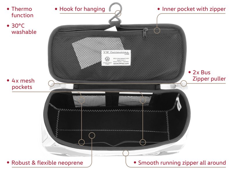 Volkswagen VW T1 Bus 3D Neopren Universaltasche, groß - Love Bus/Grün