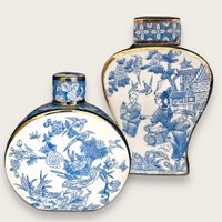 Neuer chinesischer Stil, orientalische Pariser Delfter Blau-Porzellanvasen/niedriger Stil