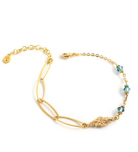 18K gold plated link bracelet with Indicolite crystals