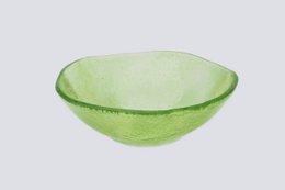  Light green, round, shallow bowl tray measuring 12 inches by 5 inches.