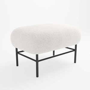 Emmy white bench with curly wool effect