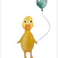 Ansichtkaart - Eend met ballon