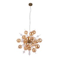 Pendelleuchte "EXPLOSION" amber aus Metall und Glas, G9 Fassungen, Hängelampe für Esszimmer, Wohnzimmer, Diele oder Büro, Hängelampe Øca. 65 cm