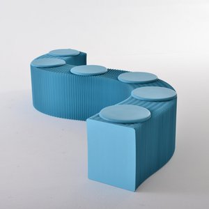Foldable Paper Bench - Blue