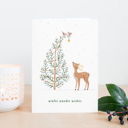 Tarjeta de Navidad | Ciervo | animales del bosque