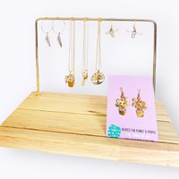 Jewelry display rack copper & wood