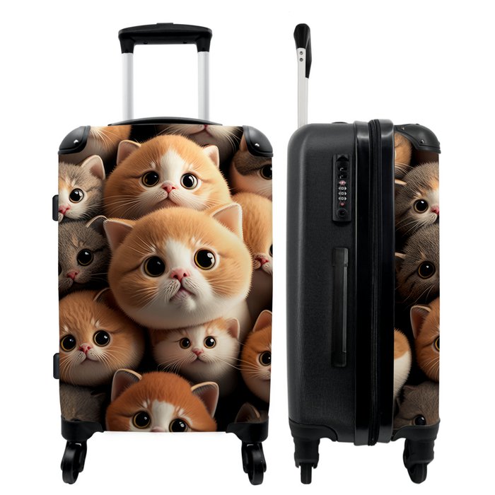 NoBoringSuitcases.com® Koffer - Katten - Huisdieren - Kitten - Design - Trolley koffer met - Met wielen - 90 liter - Reiskoffer - 66 cm via de online groothandel | Orderchamp