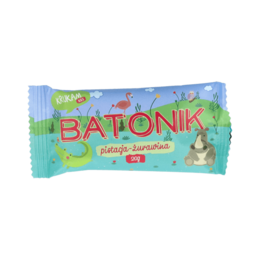 Vegan mini snack bar with pistachios and cranberries, in a colorful and playful packaging design.