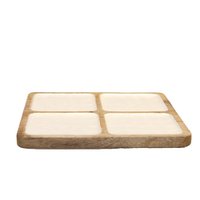 White square dish 4 mango wood compartments