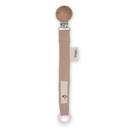 Pacifier clip made of clay material in a neutral color. Includes 6 pieces in the package.