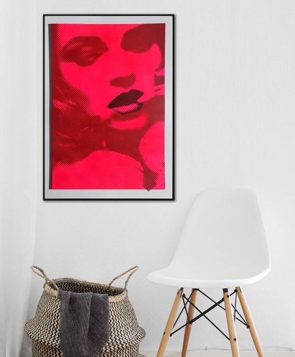 Mixed Media - Biting Lip in Neon #2