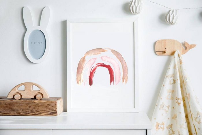 Regenboog Kinderkamer Poster Bruin Roze Rood