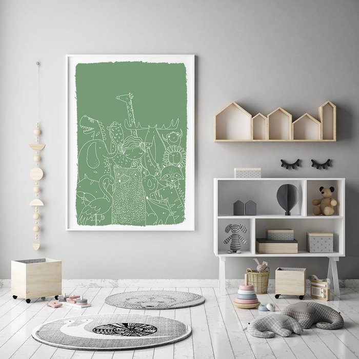 Kinderkamer poster Dieren - Groen