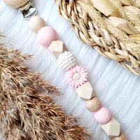 Pacifier clip Daisy baby pink