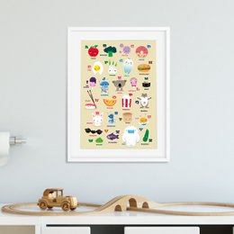 A4 Bild Kawaii ABC (englisch) für das Kinderzimmer